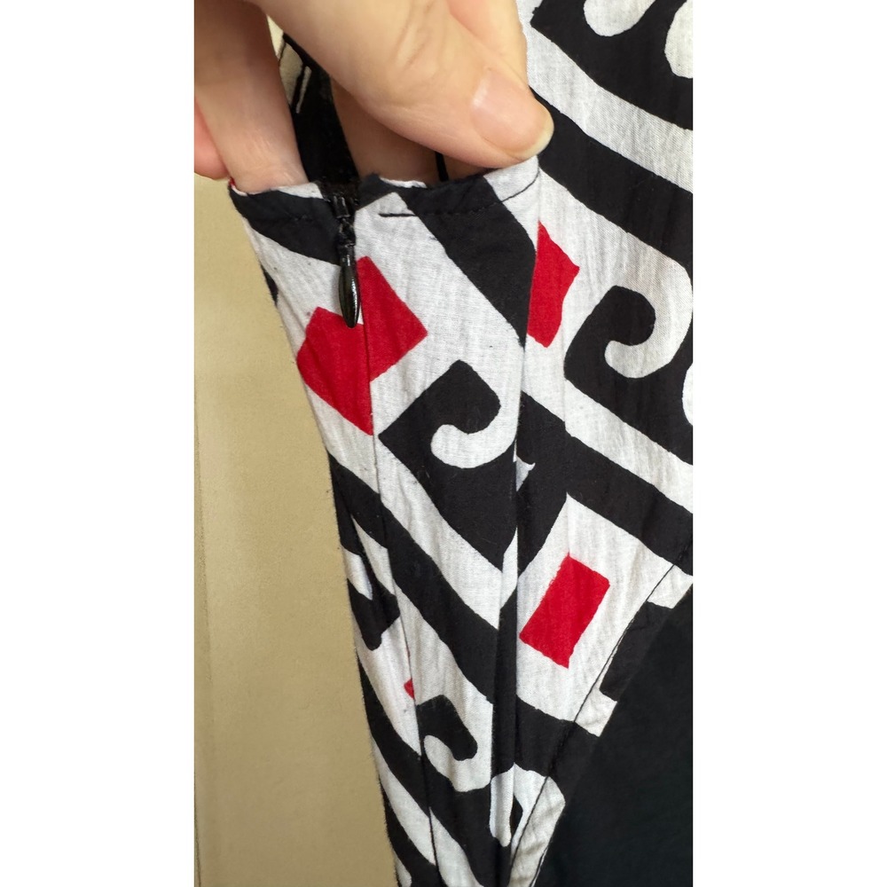 Sabby Anand Maxi Dress Sz L Cotton Geometric Tribal Print Open Back Boho Resort - Picture 8 of 11